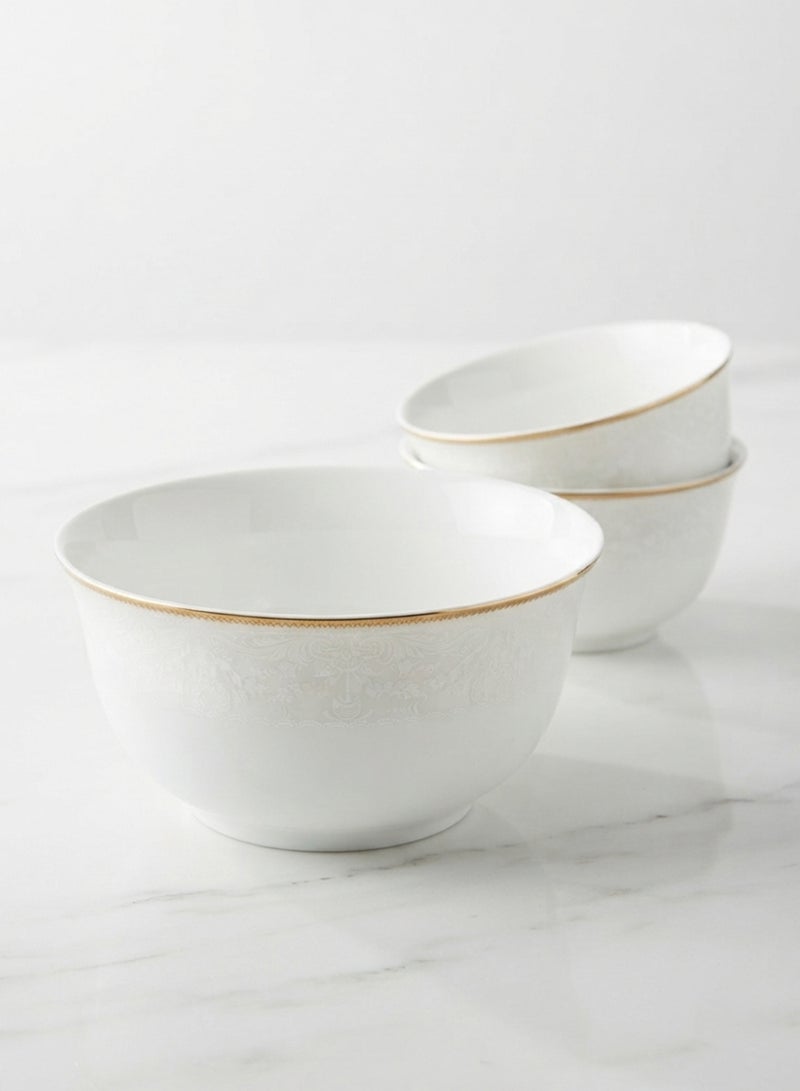 Shallow Porcelain Sahara Bowl with Gold Rim, 11.5 cm, Elegant Serving Bowl, White White/Gold - Image 3
