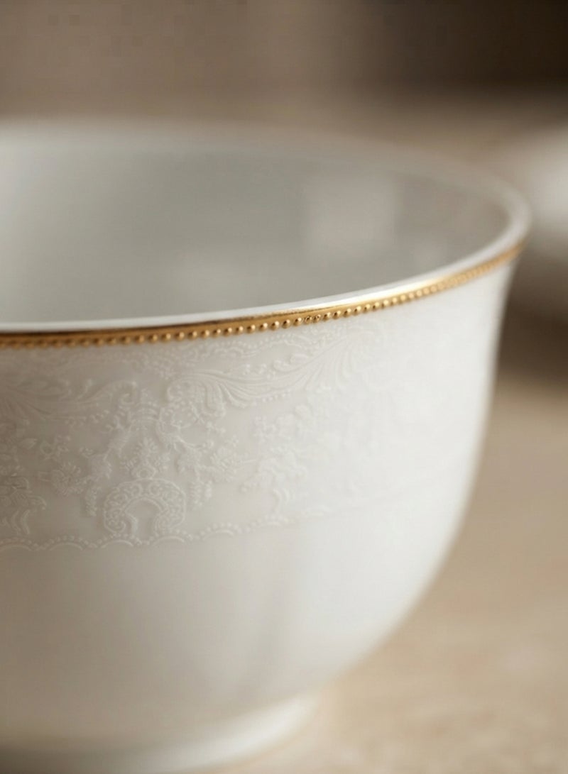 Shallow Porcelain Sahara Bowl with Gold Rim, 11.5 cm, Elegant Serving Bowl, White White/Gold - Image 2