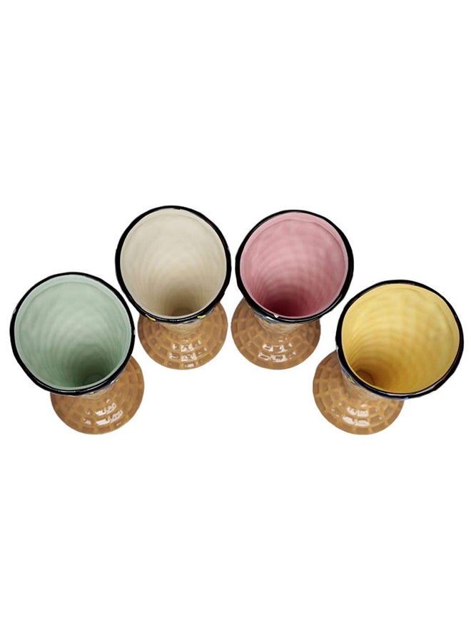 Shallow 4-Piece Cone Shaped Dessert Searveware Set Beige/Brown/Pink 13x7cm  - Image 2