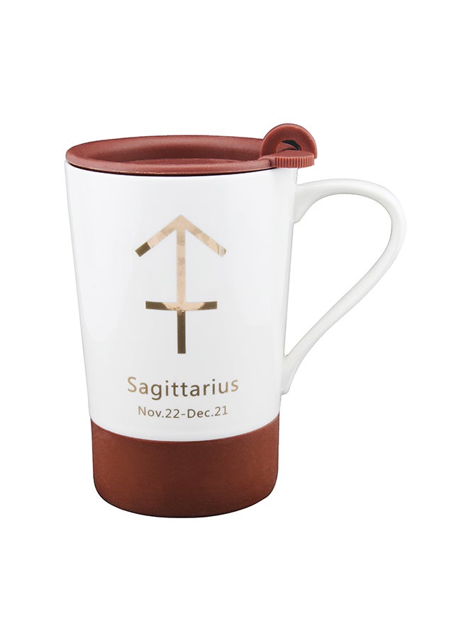 Shallow Sagittarius Sign Printed Tumbler With Lid Fuchsia/White - Image 1
