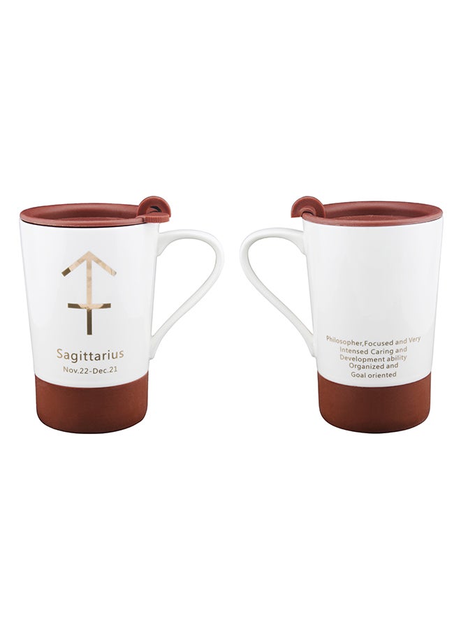 Shallow Sagittarius Sign Printed Tumbler With Lid Fuchsia/White - Image 3