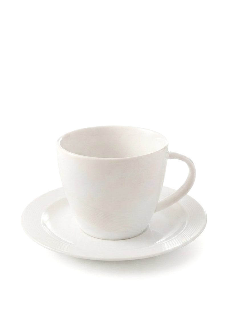 Shallow Tiffany Bone China Cup and Saucer Set – 220ml White Tea & Coffee Cup with Matching Saucer – Premium Bone China Drinkware – Elegant Beverage Serving Set for Home, Café & Office - Image 1