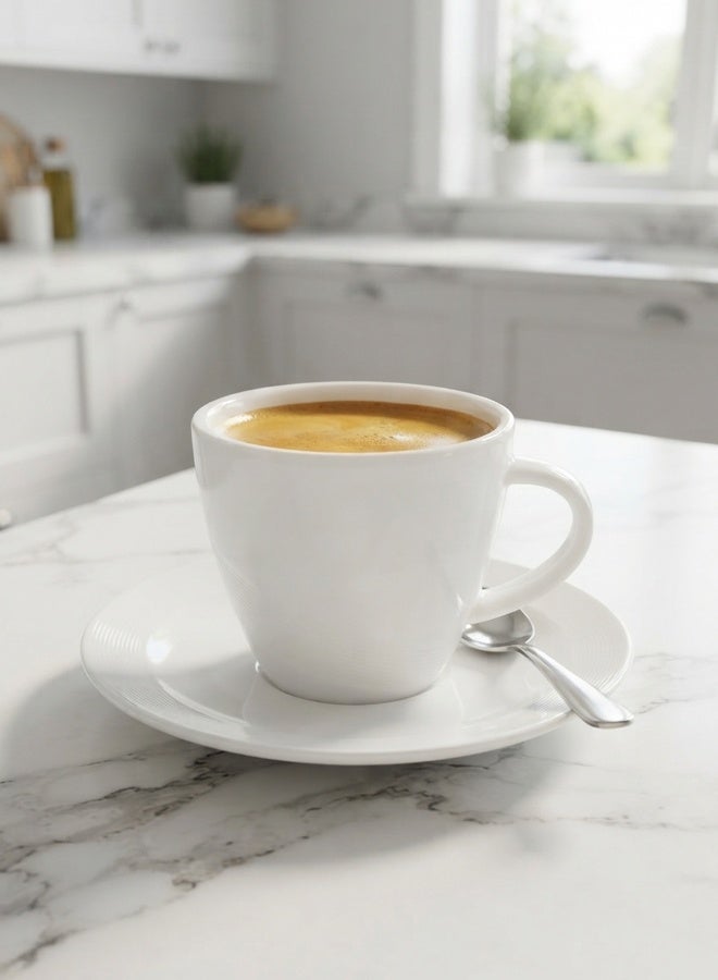 Shallow 2-Piece Tiffany Cup And Saucer Set 80 ml White - Image 5
