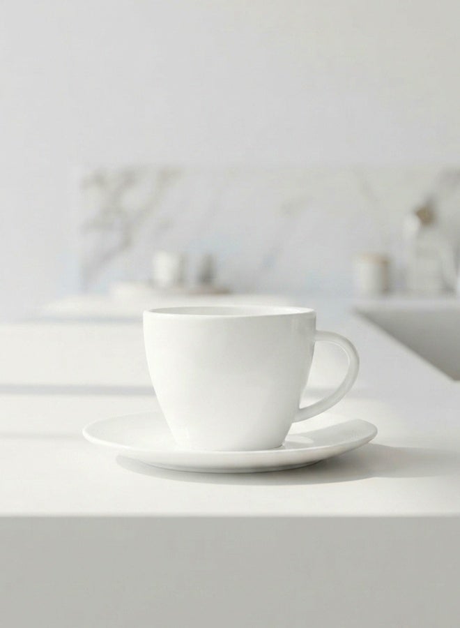 Shallow 2-Piece Tiffany Cup And Saucer Set 80 ml White - Image 4