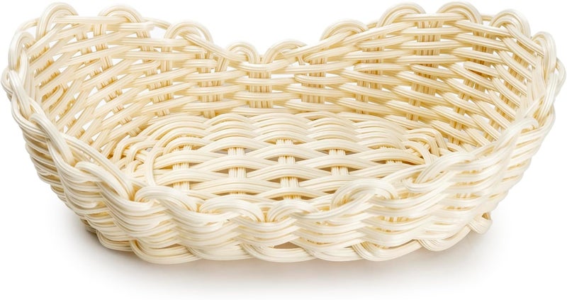 Sunnex Heavy Duty Small Poly-Rattan Basket - Compact and Durable Storage Solution, Beige 23x13x8.5cm Beige 23x13x8.5cm - Image 1