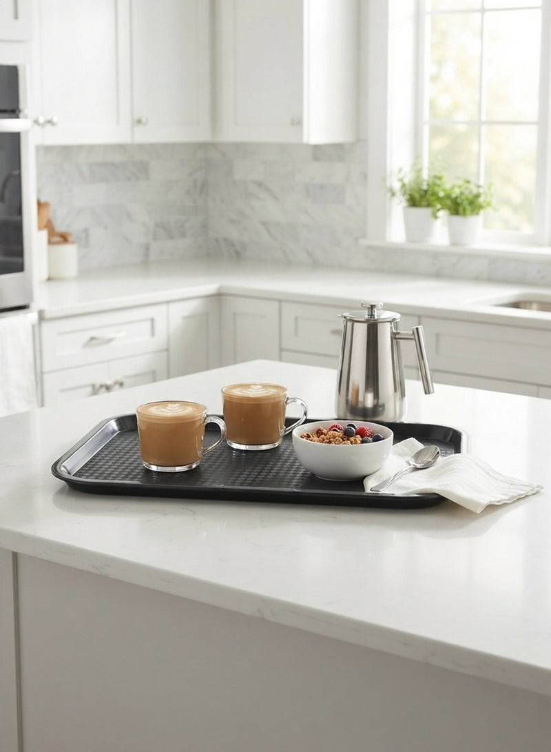 Sunnex Polypropylene Fast Food Tray – Black Serving Tray 41.5 x 31 cm – Durable Non-Slip Restaurant Cafeteria Tray – Lightweight Food Service Tray for Restaurants, Cafés, Food Courts & Home Use Black 41.5x31cm - Image 3