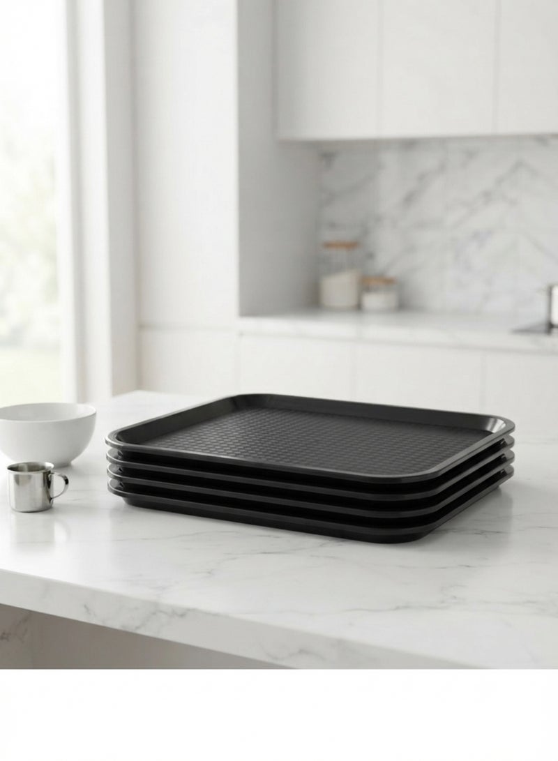 Sunnex Polypropylene Fast Food Tray – Black Serving Tray 41.5 x 31 cm – Durable Non-Slip Restaurant Cafeteria Tray – Lightweight Food Service Tray for Restaurants, Cafés, Food Courts & Home Use Black 41.5x31cm - Image 5