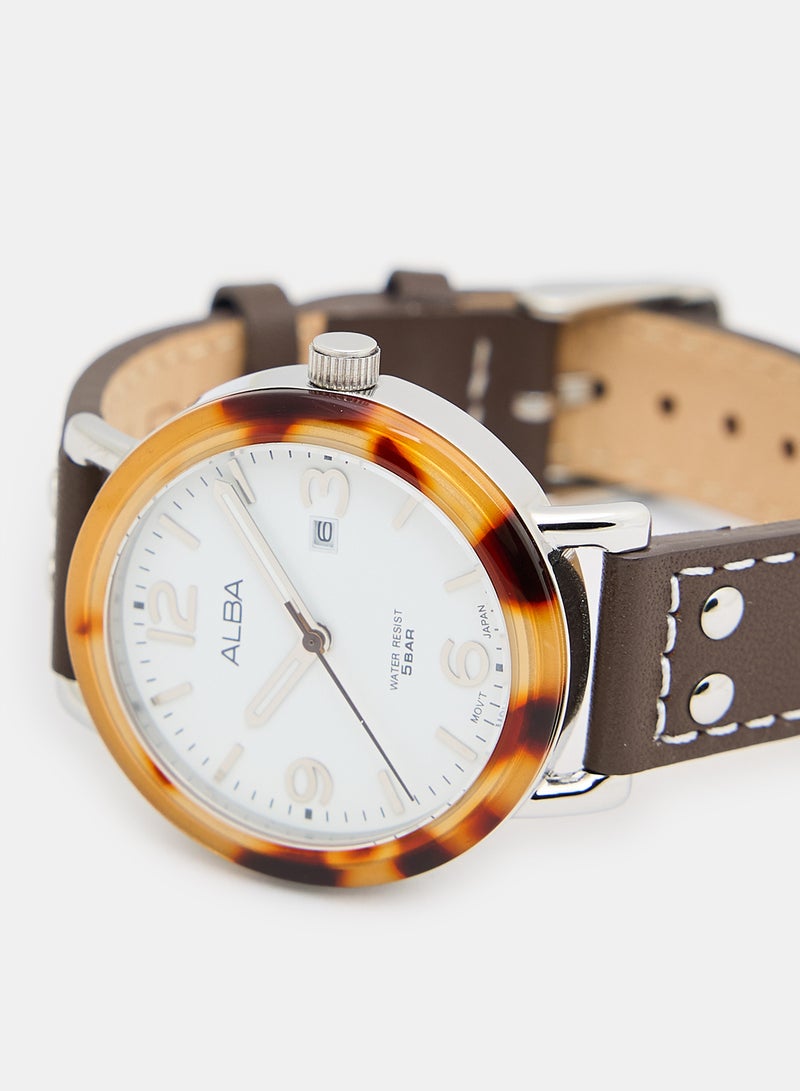 ألبا ساعة يد بعقارب بسوار من الجلد، طراز AH7P41X للنساء - Image 3