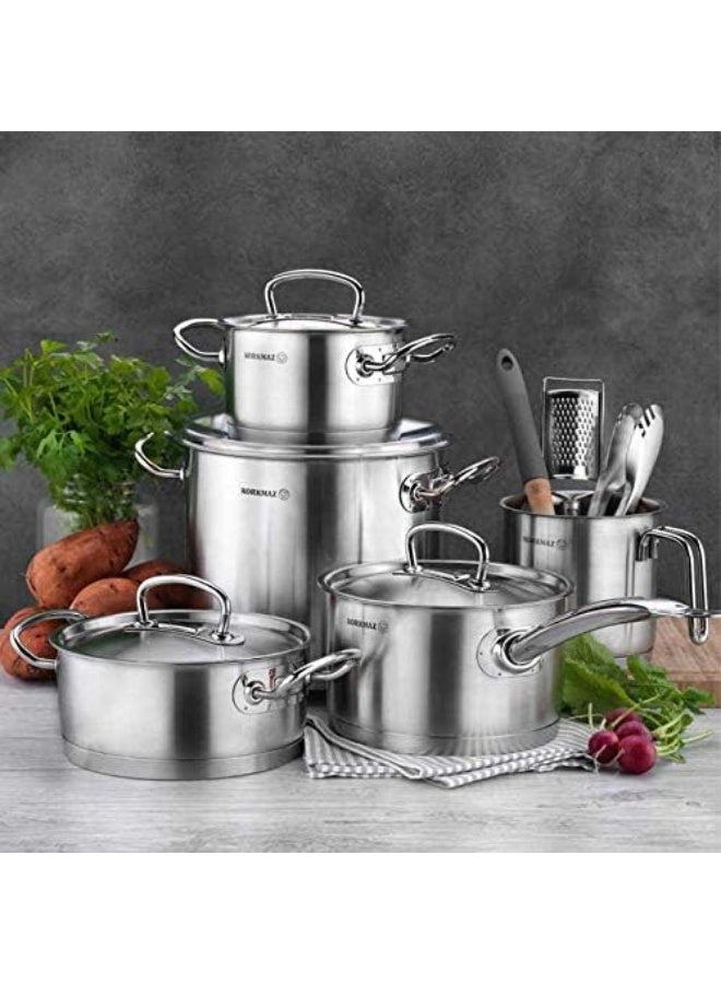 Korkmaz Proline Satin Sauce Pot Silver 20x9cm - Image 4