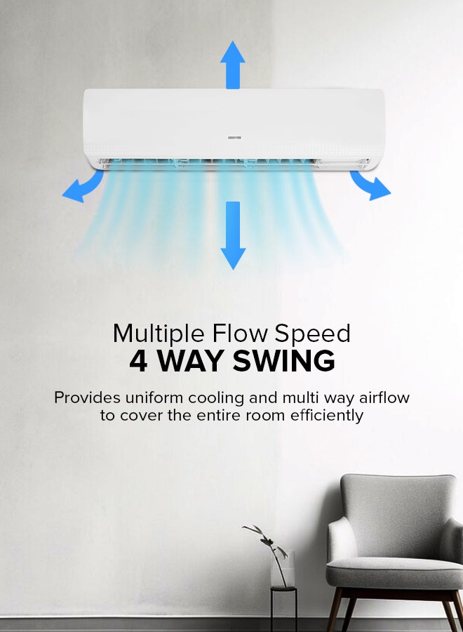 GEEPAS - Split Type Air Conditioner - Ergonomic Design with Led Display | Multiple Speed, Turbo Cooling & Auto Restart | Washable Filter | 18000 BTU | Remote Included 1.5 TON AIR CONDITIONER White - Image 1