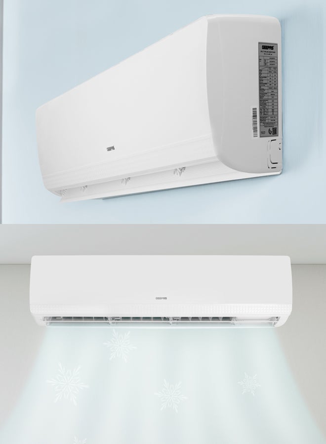 GEEPAS - Split Type Air Conditioner - Ergonomic Design with Led Display | Multiple Speed, Turbo Cooling & Auto Restart | Washable Filter | 18000 BTU | Remote Included 1.5 TON AIR CONDITIONER White - Image 1