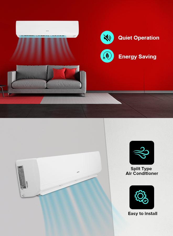 GEEPAS - Split Type Air Conditioner - Ergonomic Design with Led Display | Multiple Speed, Turbo Cooling & Auto Restart | Washable Filter | 18000 BTU | Remote Included 1.5 TON AIR CONDITIONER White - Image 1