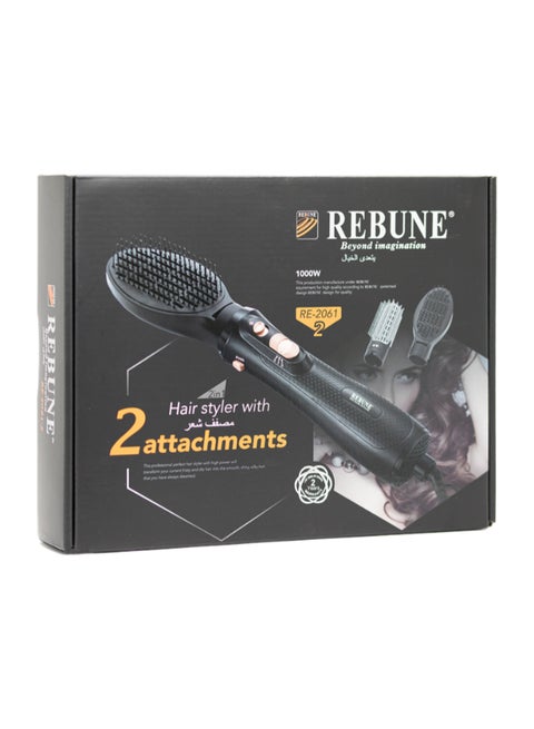 Hair Styler With 2 Attachments 1000W Black