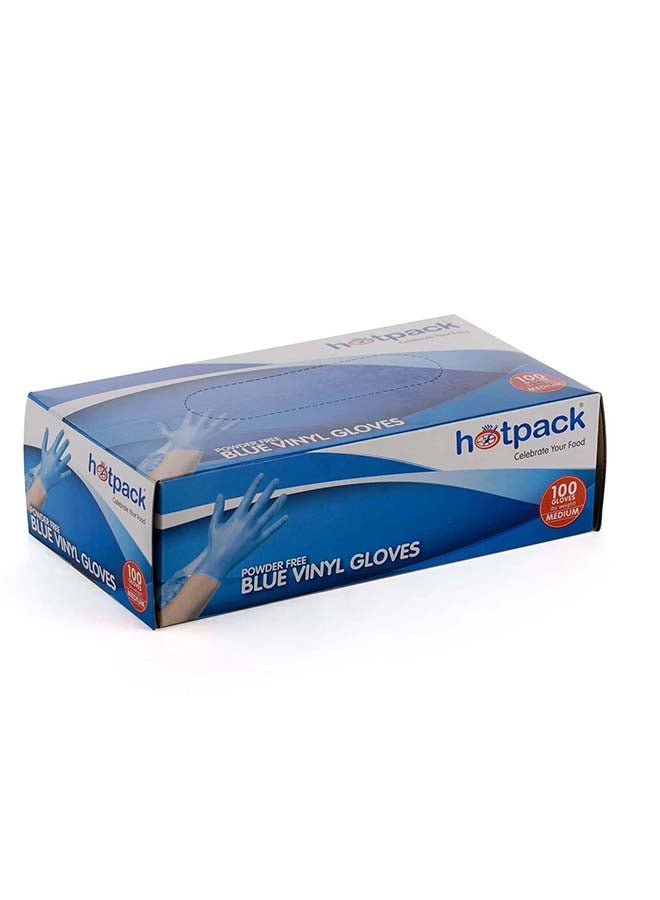 Hotpack Disposable hygienic Blue Vinyl Gloves Powder Free Large, Non Sterile, Food Safe, 100 Pieces Blue Large - Image 3