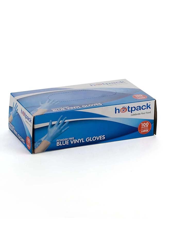 Hotpack Disposable hygienic Blue Vinyl Gloves Powder Free Large, Non Sterile, Food Safe, 100 Pieces Blue Large - Image 5