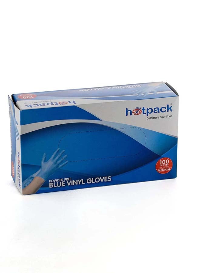 Hotpack Disposable hygienic Blue Vinyl Gloves Powder Free Large, Non Sterile, Food Safe, 100 Pieces Blue Large - Image 4