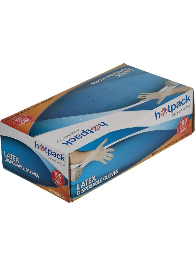 هوت باك مجموعة قفازات من الفينيل خالية من المسحوق من 100 قطعة أبيض Large - Image 2