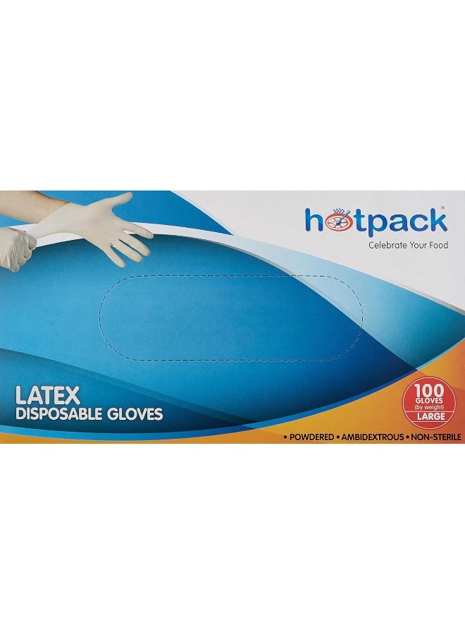 هوت باك مجموعة قفازات من الفينيل خالية من المسحوق من 100 قطعة أبيض Large - Image 3