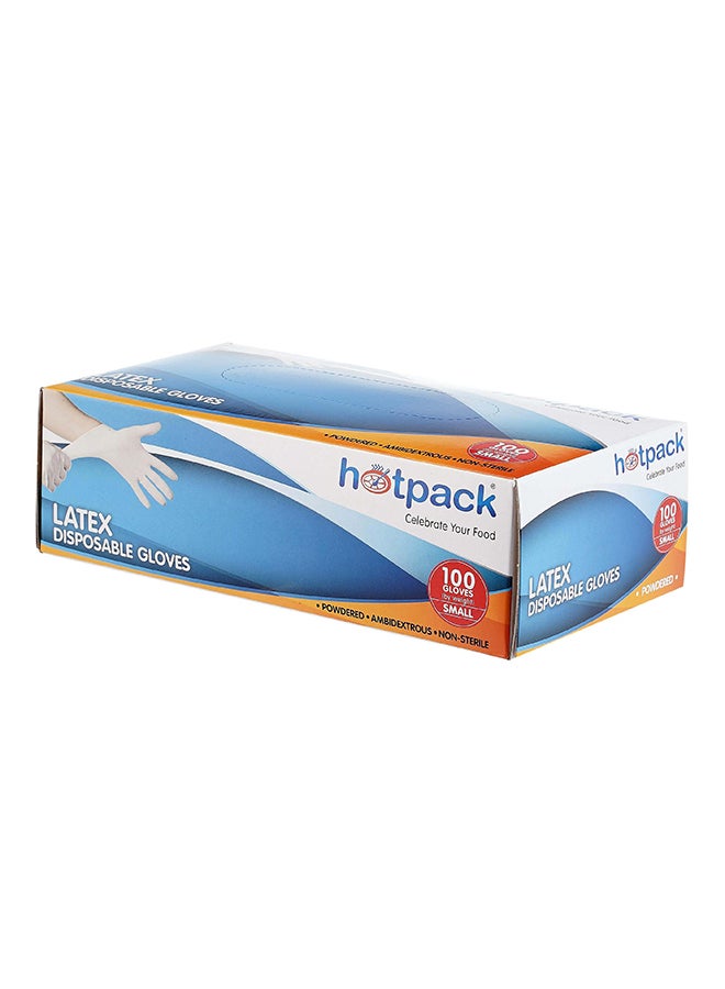 Hotpack 100-Pieces Latex Disposable Gloves Powdered White Small - Image 4