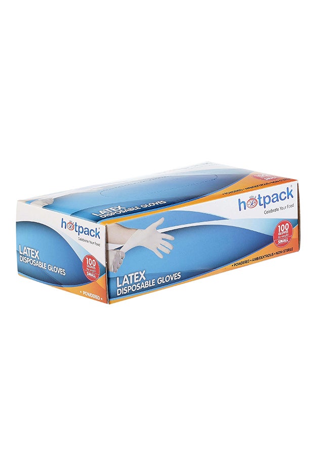 Hotpack 100-Pieces Latex Disposable Gloves Powdered White Small - Image 2