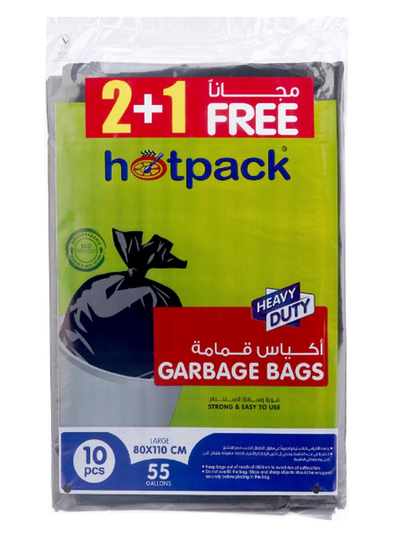 هوت باك مجموعة من 3 أكياس قمامة مسطحة سعة 55 جالوناً أسود 80x110سم - Image 1