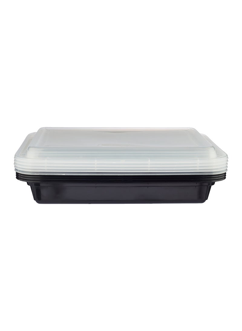 Hotpack - 5-Pieces Base Rectangular Microwavable Container With Lids Black/Clear - Image 1