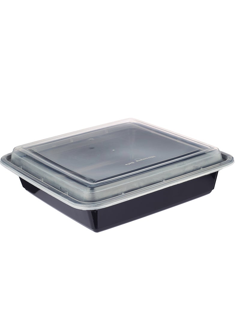 Hotpack - 5-Pieces Base Rectangular Microwavable Container With Lids Black/Clear - Image 1