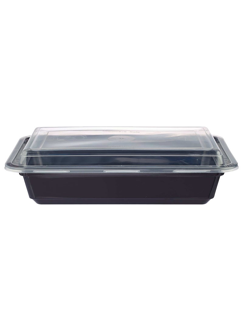 Hotpack - 5-Pieces Base Rectangular Microwavable Container With Lids Black/Clear - Image 1