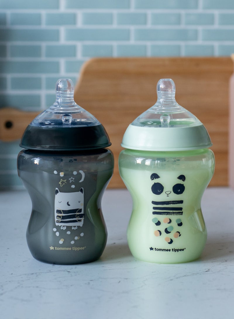 tommee tippee - Pack Of 2 Closer To Nature Feeding Bottle 0 Months+ 260 ml - Assorted - Image 1