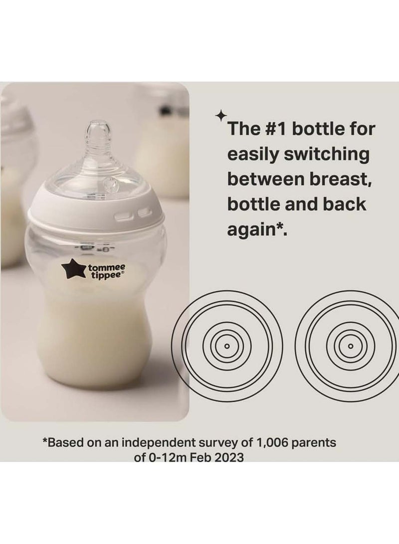 tommee tippee Natural Start Baby Bottles, 260ml, Pack of 2, Decorated Design, Slow Flow 0M+ Soft Silicone Teat, Easy Latch, Anti-Colic Valve, BPA-Free, Ideal for Newborns and Toddlers, Baby Feeding Bottles - Image 4