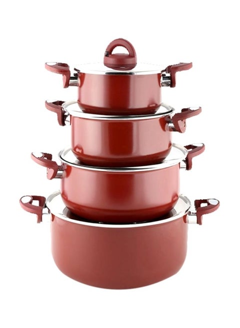 Vetro 8 Pieces Stainless Steel Casserole Cookware Set Red 30cm