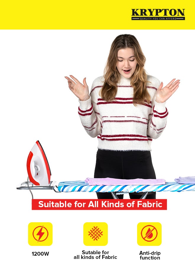 KRYPTON - Dry Iron with Non-Stick Coating Plate & Adjustable Thermostat Control, Indicator Light with ABS Material 1200 W KNDI6001 White/Red - Image 1
