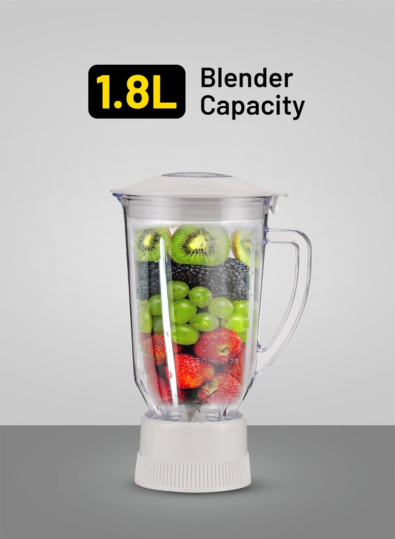 KRYPTON Multifunctional 4 In 1 Juicer and Food Processor, Blender, Chopper & Grinder With Big Capacity Jar, 2 Speed Control with Pulse Function, Overheat Protection and Stainless Steel Grater 1.8 L 650 W KNB6021NV White - Image 2