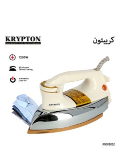 KRYPTON Automatic Dry Iron With Non-Stick Golden Teflon Soleplate & Adjustable Thermostat Control Indicator Light 2.1 kg 1200 W KNDI6032N-A White  - Image 1
