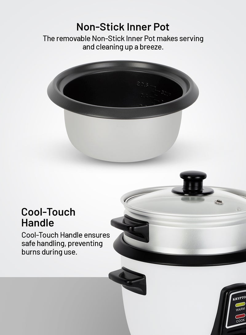 3 in 1 Electric Rice Cooker With Non-Stick Inner Pot, Stainless Steel Lid, A Rice Scoop and Measuring Cup, Includes Cook, Steam and Keep Warm Function with Indicator Light/ Cool Touch Handle with Aluminum Outer Steamer 0.6 L 300 W KNRC6054N/ KNRC6054H White/Black - pnsku/N21486854A/45/_/1732794502/129059ff-badb-4070-9031-8d9148b59c13