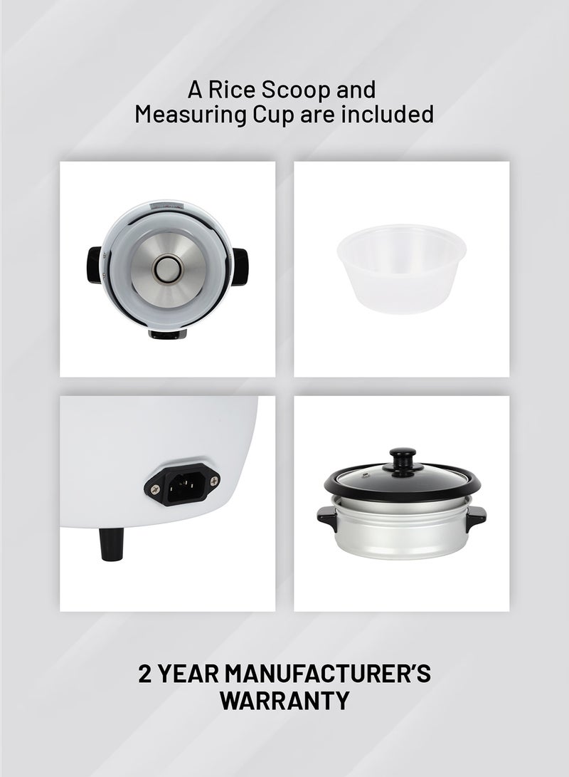 KRYPTON 3 in 1 Electric Rice Cooker With Non-Stick Inner Pot, Stainless Steel Lid, A Rice Scoop and Measuring Cup, Includes Cook, Steam and Keep Warm Function with Indicator Light/ Cool Touch Handle with Aluminum Outer Steamer 0.6 L 300 W KNRC6054N/ KNRC6054H White/Black - Image 5