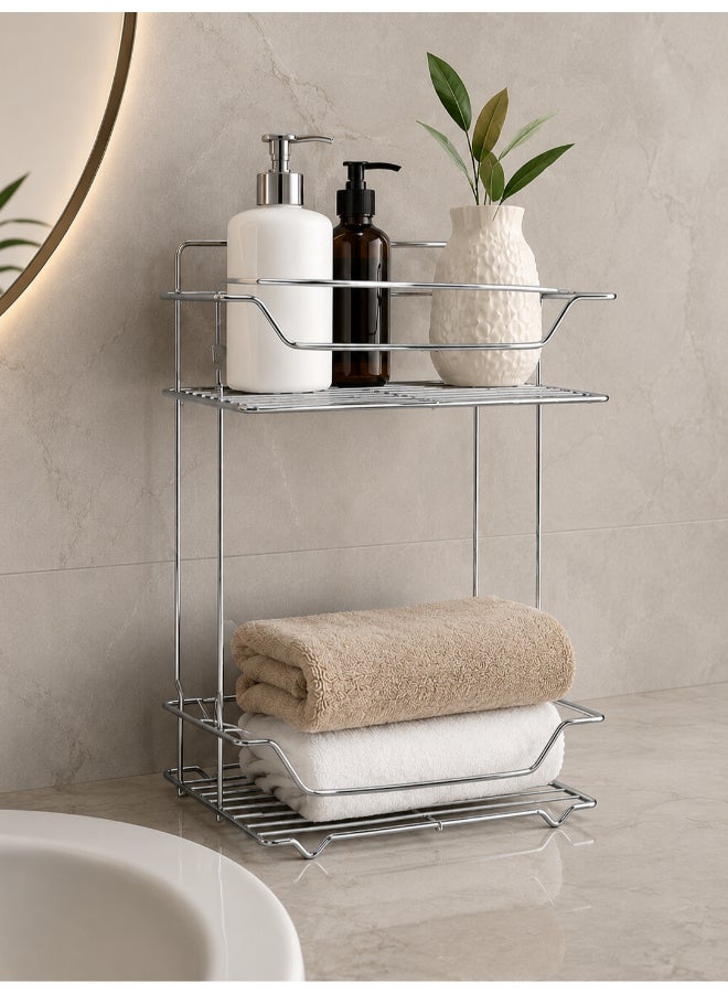المفرج منظم حمام معدني أنيق - دورين بتصميم عصري موفر للمساحة فضي - Image 1