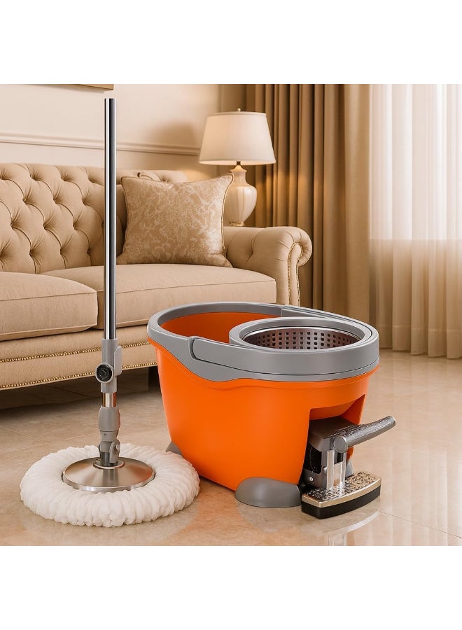ALMUFARREJ 3 Piece 360 Degree Rotating Magic Mop Set Orange/Grey/White 42 x 61cm