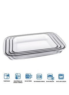 Marinex 3-Piece Bakeware Pan Set Clear Small 1x1.6, Medium 1x2.2, Large 1x2.9Liters  - Image 1