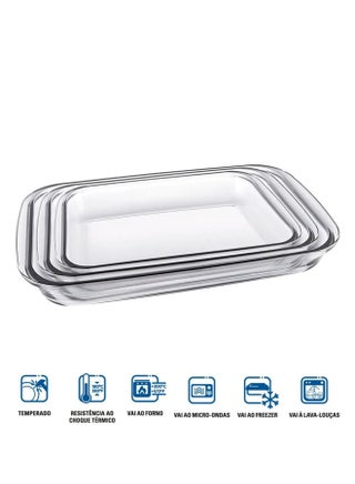 3-Piece Bakeware Pan Set Clear Small 1x1.6, Medium 1x2.2, Large 1x2.9Liters - pnsku/N21584994A/45/_/1740073565/69a719e4-ef01-448b-9ee7-b08c5fb459cb