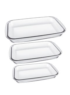 Marinex 3-Piece Bakeware Pan Set Clear Small 1x1.6, Medium 1x2.2, Large 1x2.9Liters  - Image 2