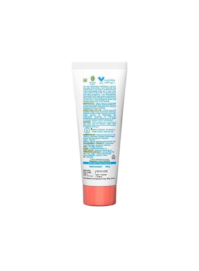 Mamaearth 100% Natural Kids Berry blast Toothpaste With Aloe Vera, Stevia & Xylitol Promotes Healthy Gums & Teeth | Fluoride-Free, No Artificial Flavour & Safe if Swallowed, Cavity Protection - Image 2