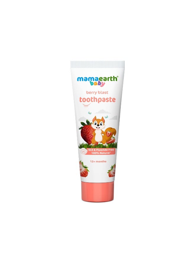 Mamaearth 100% Natural Kids Berry blast Toothpaste With Aloe Vera, Stevia & Xylitol Promotes Healthy Gums & Teeth | Fluoride-Free, No Artificial Flavour & Safe if Swallowed, Cavity Protection - Image 1