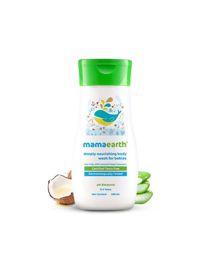 Mamaearth Deeply Nourishing Baby Body Wash with Coconut Oil, Orange Essential Oil & Aloe Vera | Tear-Free Cleanser, Gentle Daily Bath Wash for Newborns & Infants | Soft & Nourished Skin, - Image 1