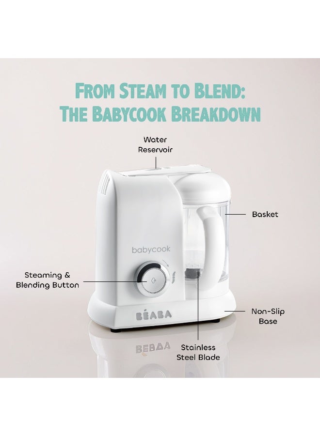 BEABA Babycook Solo Baby Food Maker - 4 In 1 Baby Food Processor, Blender And Cooker - Soft Steamer Cooking - Quick - Food Diversification For Your Baby - White And Silver - Image 4