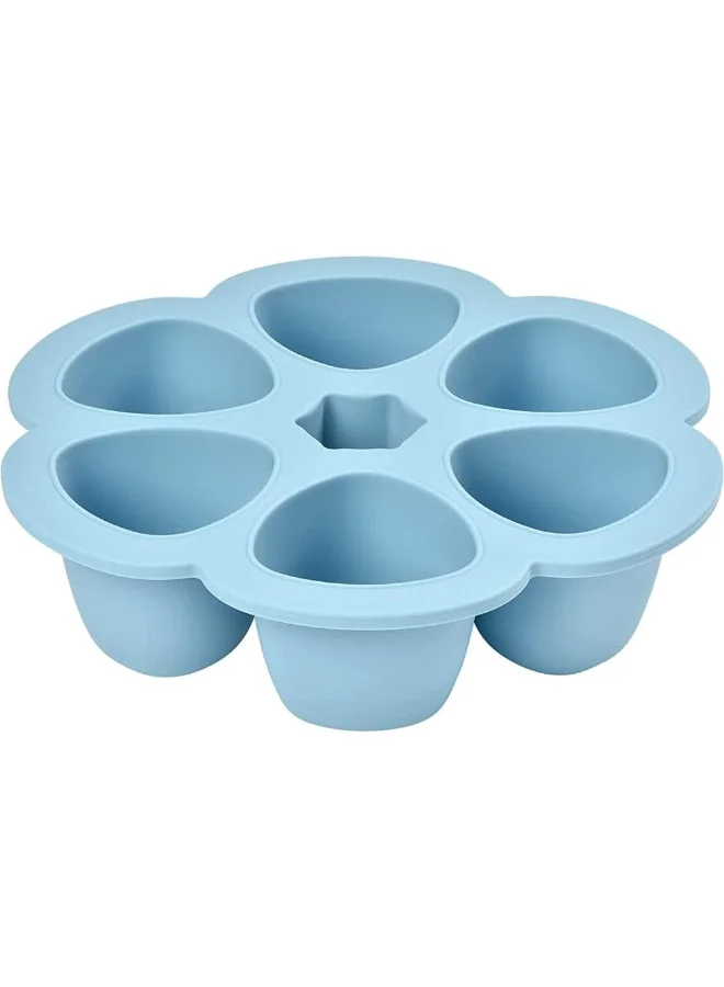 BEABA Beaba, Silicone Multi - Containers, Premium - Quality For Baby, Extreme Heat Resistance, Oven And Microwave, 6 Separate Sections, Airtight Lid, Made In Italy6X150 Ml - Blue