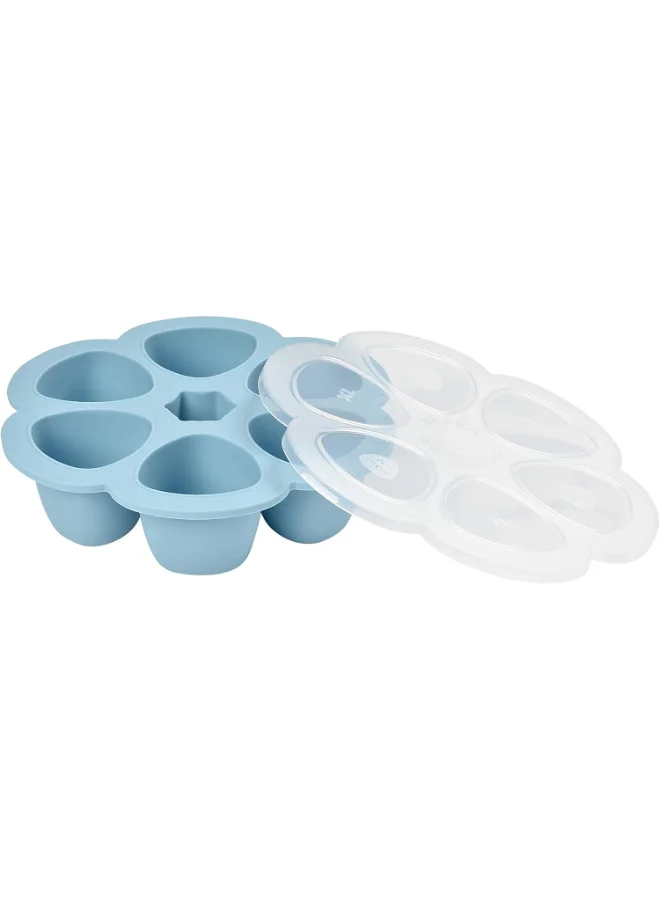BEABA Beaba, Silicone Multi - Containers, Premium - Quality For Baby, Extreme Heat Resistance, Oven And Microwave, 6 Separate Sections, Airtight Lid, Made In Italy6X150 Ml - Blue