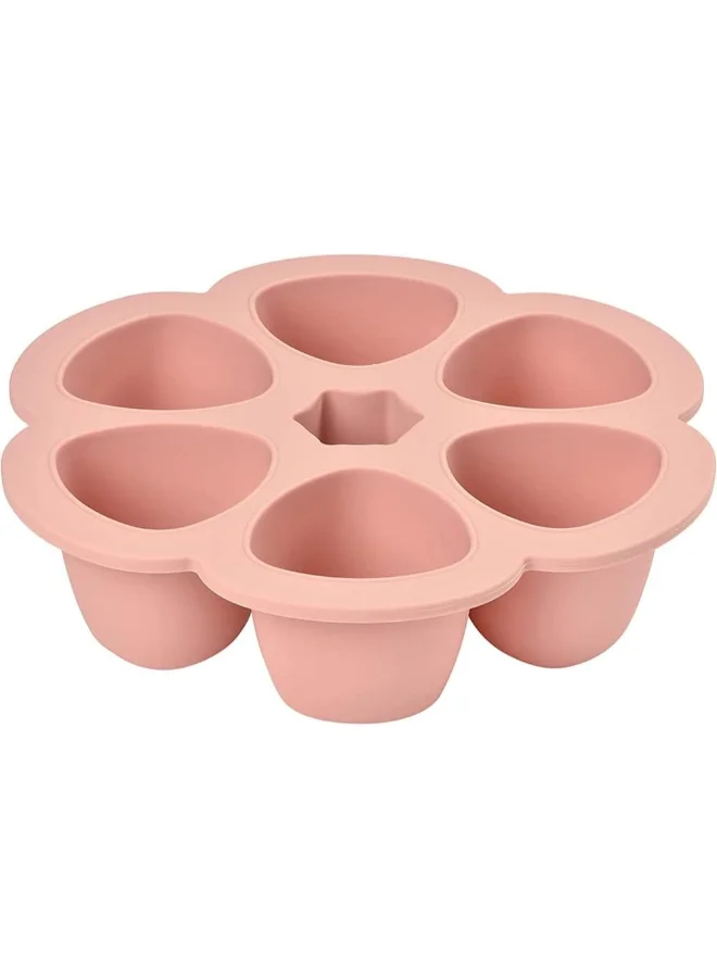 BEABA Silicone Multi - Containers, Premium - Quality For Baby, Extreme Heat Resistance, Oven And Microwave, 6 Separate Sections, Airtight Lid, Made In Italy, 6X150 Ml - Pink