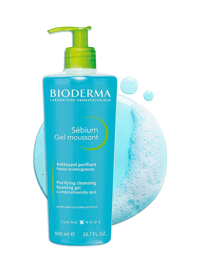 Bioderma Sebium Moussant Purifying Cleansing Foaming Gel Blue 500ml - Image 5
