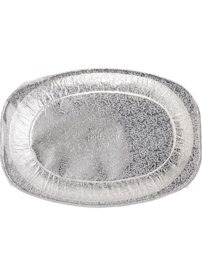 Hotpack 10-Piece Disposable Aluminium Catering Serving Tray Platter Silver 14x10inch  - Image 3